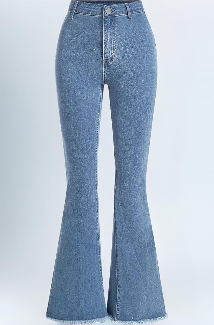 High-Waisted Light Wash Flared Jeans